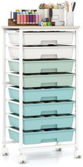 Giantex 8 Drawers Rolling Cart with Wheels, Wood Top, Sturdy Frame by Giantex