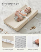 Blissful Diary Vegan Leather Baby Changing Pad with Waterproof & Wipe-Clean PU Cover, Standard Size Cozy Diaper Changing Pad for Dresser and Table, Beige - Image 4