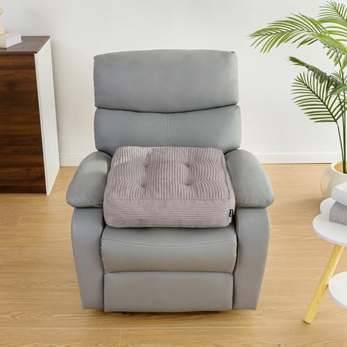 HIGOGOGO Tufted Corduroy Recliner Seat Cushion for Elderly, 20x20x5 Inch Large Square Seat Cushion for Recliner Chair, Floor Pillow, Office Chair, Car, No Pressure on Thighs, Grey - Image 2