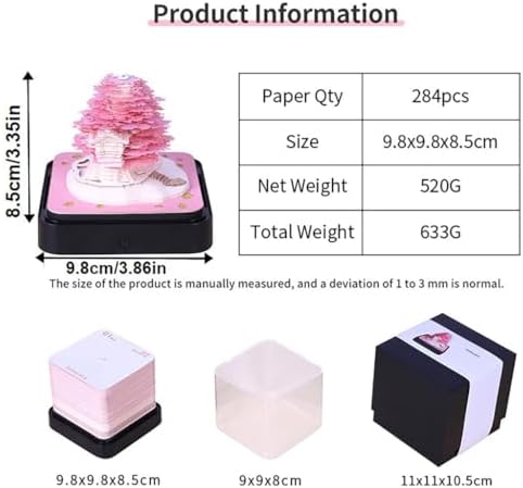 Time Piece Calendar, 2027 Desk Calendar with LED Light, 3D Tear-Away Paper Carving Art Memo Pad Notepad Gift for Christmas Housewarming Desktop Decoration(with Calendar & Light) - Image 2