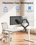 MOUNTUP Dual Monitor Stand for Desk, Monitor Arms for 2 Monitors 32 27 24 22 Inches, Height Adjustable Double Monitor Mount, VESA Mount with C-Clamp & Grommet Base, Holds 4.4-17.6lbs - Image 2