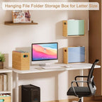 Sbanmao Acrylic Wall File Organizer, Hanging File Folder Organizer with Handle, Bamboo File Box File Crate Storage Box, Portable Filing Organizer for Home Office Classroom (Letter Size, 2 Pack) - Image 3