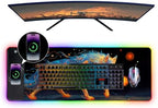 Wireless Charging RGB Gaming Mouse Pad, 31.5 x 11.8 Inch Extended Mouse Mat with Cosmic Wolf Art Design, LED Desk Pad with 7 Lighting Modes, Non-Slip Base for Gaming & Office - Image 4