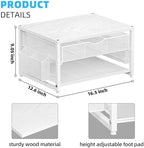 Marbrasse Wood Printer Stand for Desk, 2-Tier Desktop Printer Table for Home Office, Printer Stand with Storage Drawer 2 Pen Holders, Multi-Purpose Desk Organizer for Fax Machine Scanner(Wood White) - Image 5