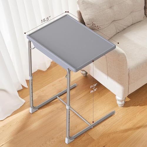 HUANUO Adjustable TV Tray Table with 6 Height & 3 Tilt Adjustments, Gray - Image 3