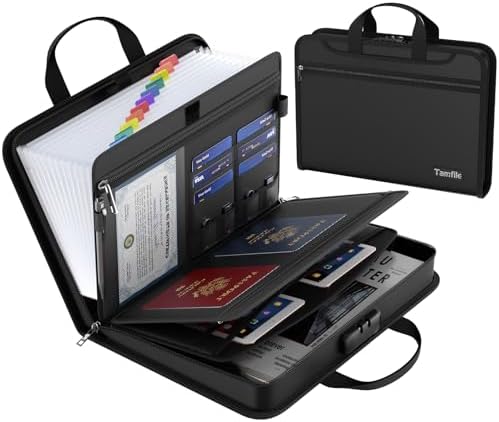 Tamfile Fireproof Accordion File Organizer with Lock, Document Organizer by Tamfile