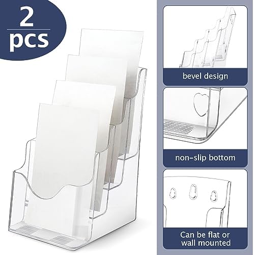 Crtiin 2 Pack 4 Tier Acrylic Brochure Holder 6 X 9 Inch, Clear Display - Image 3