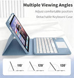 Keyboard Case with Touchpad for Galaxy Tab S10 FE/S10 Lite/S9 FE 10.9-Inch, Tab S9 11", Detachable Keyboard Case with Touchpad, 360 Degree Rotating Stand Cover with S Pen Holder, Blue - Image 2