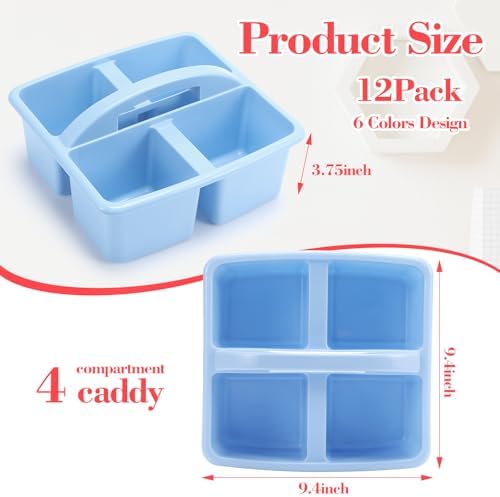 Lineshading 12 Pack Plastic Classroom Caddy, 4 Compartment, Boho Colors - Image 2