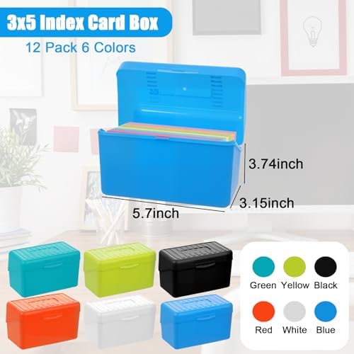 12 Pack Index Card Holder 3x5 Flash Card Box Organizer for Notecard, Recipe - Image 2