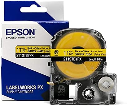 Epson LABELWORKS 211STBYPX Heat Shrink Tube - Black on Yellow - 11mm by EpsonLABELWORKS