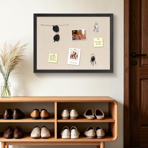 DOLLAR BOSS 24"x18" Linen Cork Board Decorative Bulletin Board, Black - Image 6
