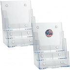 Azar Displays 252378-2PK Brochure Holder 8.5"x11", Acrylic Desk Organizer, Three Tier Document, Magazine & Sign Holder, Wall Mount Desk Accessories (2-Pack) by AzarDisplays