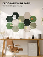 Fluxynara 12-Pack Hexagon Felt Bulletin Board Tiles, Sagewood - Image 6