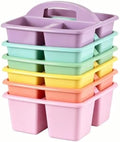 Set of 6 Classroom Caddy, Small Plastic Storage Caddy with Handle, Morandi by RAUVOLFIA