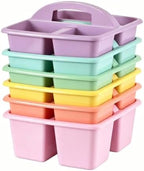Set of 6 Classroom Caddy, Small Plastic Storage Caddy with Handle, Morandi by RAUVOLFIA
