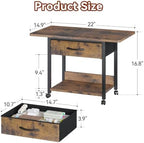 Printer Stand with Storage, 2-Tier Printer Table with Locking Wheels, Under Desk Rolling Table Cart for Home Office, Fit Fax Machine Scanner, Brown - Image 6