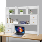 Desk Hutch Top Only, Desktop Hutch with 8 Shelves & 4 Drawers, Vanity Desk with Hutch, Extendable Small Desk Shelf for Top of Desk, Desktop Bookcase Bookshelf for Home Office - Image 2