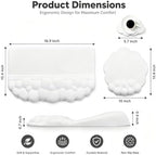 Cloud Keyboard Wrist Rest with Sloped Keyboard Pad, Ergonomic 3-in-1 Mouse Pad with Wrist Support and Coaster, Non-Slip Memory Foam Desk Mat Set for Mechanical Keyboard, Office & Gaming,White - Image 7