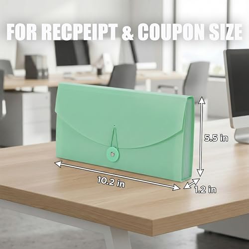 8 Pack Receipt Organizer & Coupon Holder, 13-Pocket Small Expanding File Folder with Tabs, 10.2" x 5.5" Portable Accordion Wallet for Checks, Bills, Cash & Travel Documents - Image 2