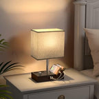 Kakanuo Grey Bedside Table Lamps Set of 2 - Dimmable, USB C+A, 2 AC Outlets - Image 4