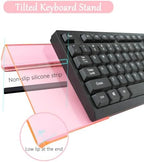 Computer Keyboard Stand Pad with Gel Wrist Rest Keyboard Pad Support with Comfortable Wrist Pad Easy Typing Ergonomic Tilted Acrylic Transparent Keyboard Riser Holder for Desktop Office Home Pink - Image 5
