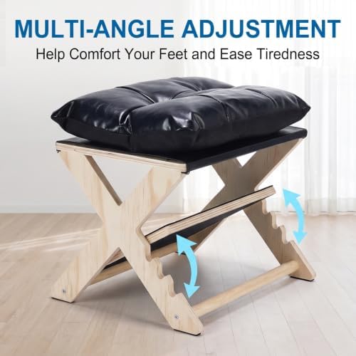 Under Desk Footrest Ergonomic Wooden Foot Stool Foot Rest with 3 Heights - Image 2