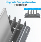 OMOTON 3-Slot Multiple Vertical Laptop Stand, Fits All MacBook, Grey - Image 3