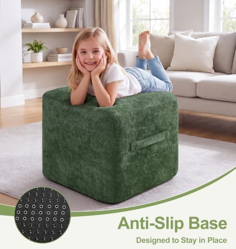 Hobestluk 16 Inch Square Pouf Ottoman Foot Rest Under Desk for Couch - Image 6