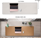 MAIDERN 47.2" x 15.7" Cork & Leather Desk Pad, Large XXL Mat, Full Mouse Pad, Dual Sided Protector for Gaming Home Office (Cream) - Image 2