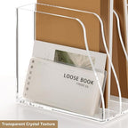 SANRUI Acrylic Magazine File Holder Desk Organizer, Clear 5 Compartments - Image 6