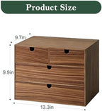 3-Tier Wooden Desk Organizer with 4 Drawers, Walnut Finish - Image 2
