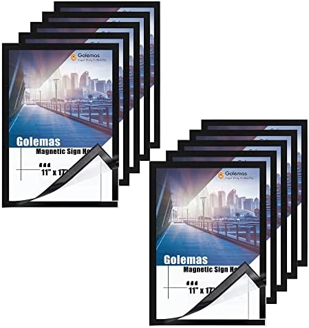 Magnetic Sign Holder 11x17, Wall Mount Self Adhesive Poster Display Frame by Golemas