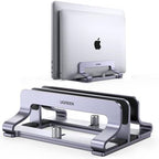 UGREEN 2-Slot Vertical Laptop Stand Holder Desk Compatible with MacBook Pro Air Laptop Stand Desktop Adjustable, Lenovo Ideapad, Surface Book, HP Notebook, Dell Chromebook Up to 17.3 Inch, Space Gray by UGREEN