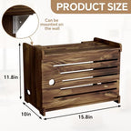 Wooden WiFi Router Storage Box Hider Shelf, Decorative Projector Box Hider Rack Countertop, for Cable, Modem, Internet, Router Power Cover Storage Organizer Cabinet Wall Mounted, Brown - Image 3