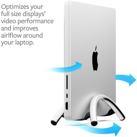 Twelve South BookArc Flex Vertical Laptop Stand – Space-Saving MacBook Stand, Adjustable Holder for Desk, Single Slot Dock for Monitor Display, Non-Slip, Upright Storage, Black - Image 3