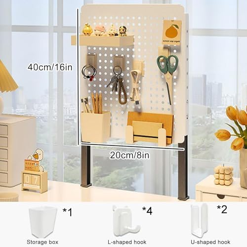 Desk Extender Steel Desktop Organizer, Desk Pegboard for Office Gaming Home, Gaming Pegboard,Pegboard for Desk,Work Desk Organizer, Standing Desk Accessories, No-Drill,B,20 * 40cm/8 * 16in - Image 7