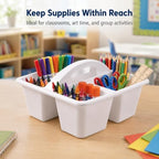 6 Pcs Plastic Classroom Caddy with Handle 4 Compartment White Classroom Caddies Organizer Classroom Caddy Portable for Teachers, Art Craft Crayon Marker Holder Baskets (White) - Image 4