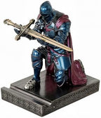 Medieval Armored Knight Pen Holder Figurine Paperweight Phone Stand Blu&Pur by Amoysanli