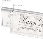 Artblox Personalized Name Plate for Desk | White Marble Design On Clear Acrylic Glass | Custom Plaque Desk Name Plate Personalized Your Name and Credentials Office Office Sign Engraved Plaque - Image 4