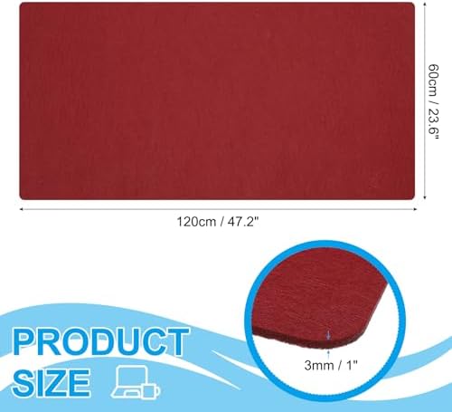 PATIKIL 47.2" x 23.6" Large Felt Desk Pad Protector, Upgrade Non-Slip Desk Mat Full Table Mouse Pad Keyboard Mats for Laptop Computer Writing Desk Table Gaming Home, Wine Red - Image 2