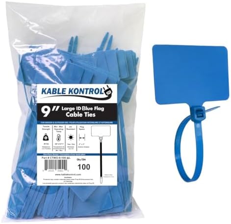 Kable Kontrol Cable Marker Identification Zip Ties 9 Inch 100 Pcs – Blue by KABLEKONTROL%C2%AE