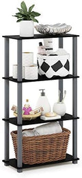 Furinno TURN-S-TUBE Storage Shelves, 4-Tier Book Shelf, Corner Shelf, Toolless Open Shelves, for Organization and Storage, Living Room, Garage, Home Office, Black by Furinno-FitsYourSpaceFitsYourBudget