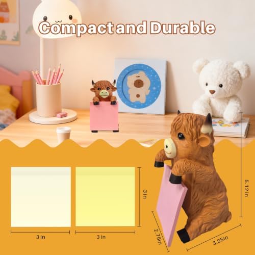 Highland Cow Pop Up Sticky Notes Holder,Handmade Resin Desk Decor - Image 2