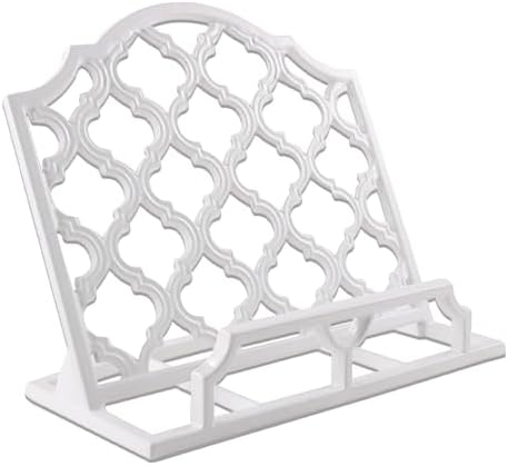 JOGREFUL Cast Iron Cookbook Stand, Kitchen Recipe Holder Trellis White by JOGREFUL