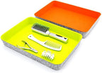 Welaxy 2-piece Office desk drawer organizer tray letter-size documents A4 paper book file Folder Holder storage bins (Orange + Green) - Image 3