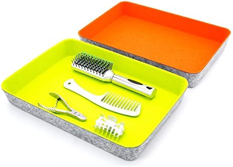 Welaxy 2-piece Office desk drawer organizer tray letter-size documents A4 paper book file Folder Holder storage bins (Orange + Green) - Image 3