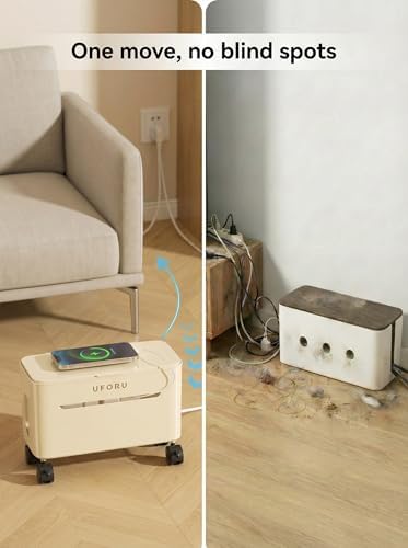 2-Tier Rolling Cable Management Box with Wheels (Large) – Mobile Power Strip Hider & Cord Organizer – Under Desk Wire Concealer & Charging Station Organizer – Baby & Pet Proof Safety (Cream White) - Image 5