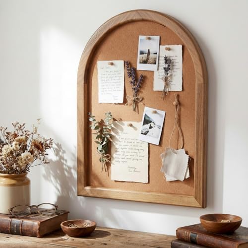 Novabright Arched Cork Board for Walls 17 x 13'' Vintage Pin Board for Wall - Image 4