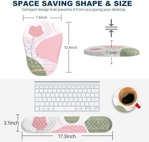 Ergonomic Mouse Pad and Keyboard Wrist Rest with Massage Design, Space-Saving Mouse Pad Wrist Support, Memory Foam Wrist Rest with Non-Slip PU Base for Computer Desk, Rose - Image 5